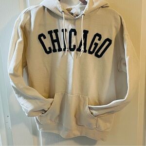Cream Hoodie with Chicago Print